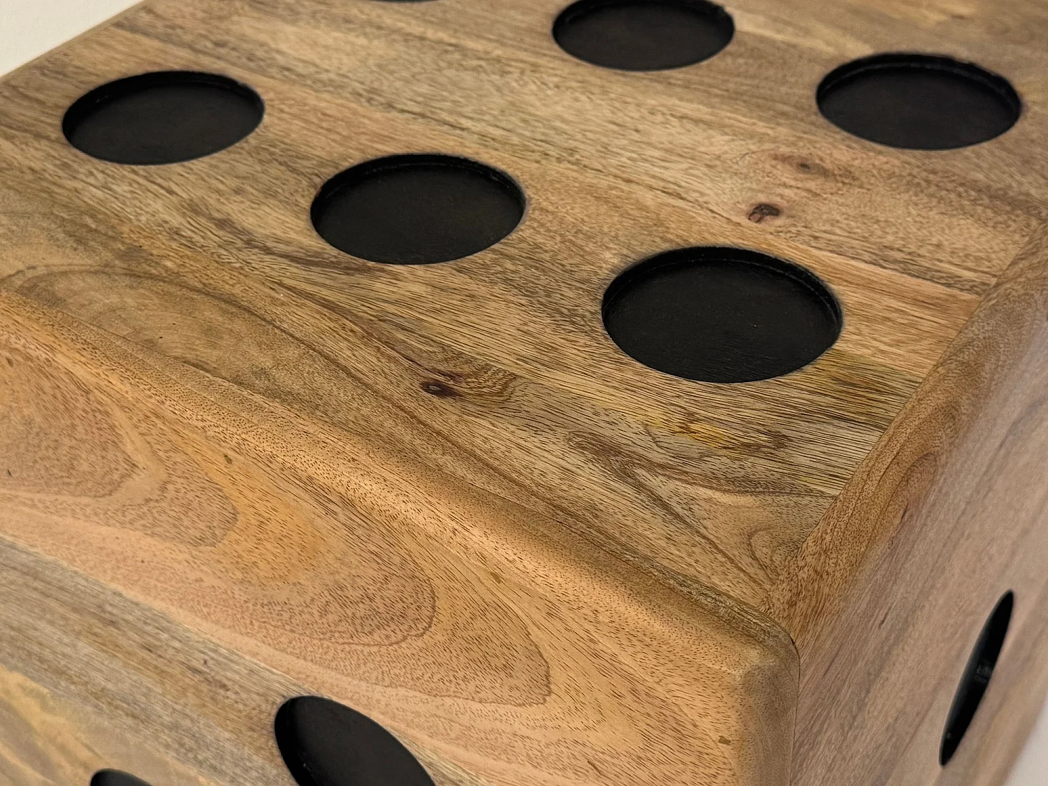 Tabouret Cube Bois Massif Manguier 41x41x41 cm Dé Robuste Forme de Dé