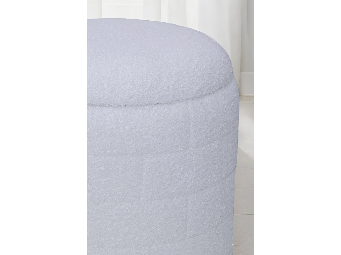 Tabouret Coffre Blanc 40x40x45 cm Tissu Rembourré Salon Moderne Rond