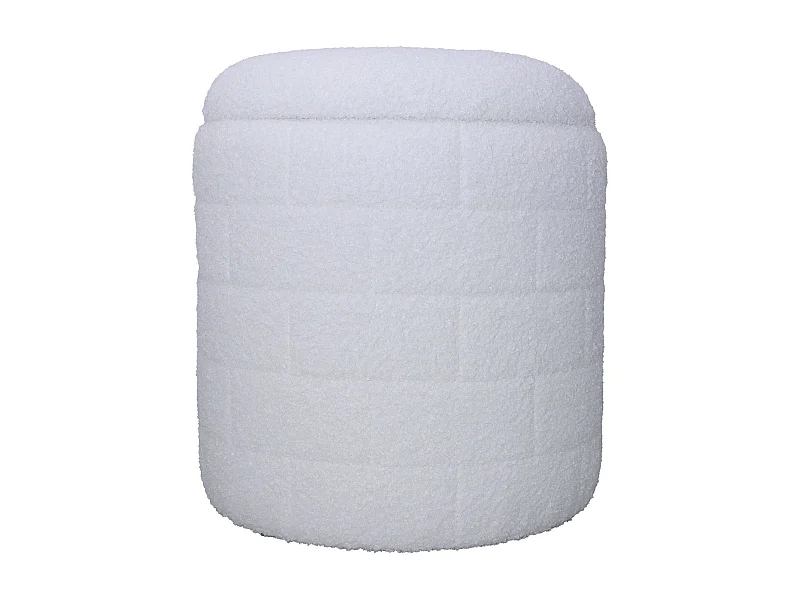 Tabouret Coffre Blanc 40x40x45 cm Tissu Rembourré Salon Moderne Rond