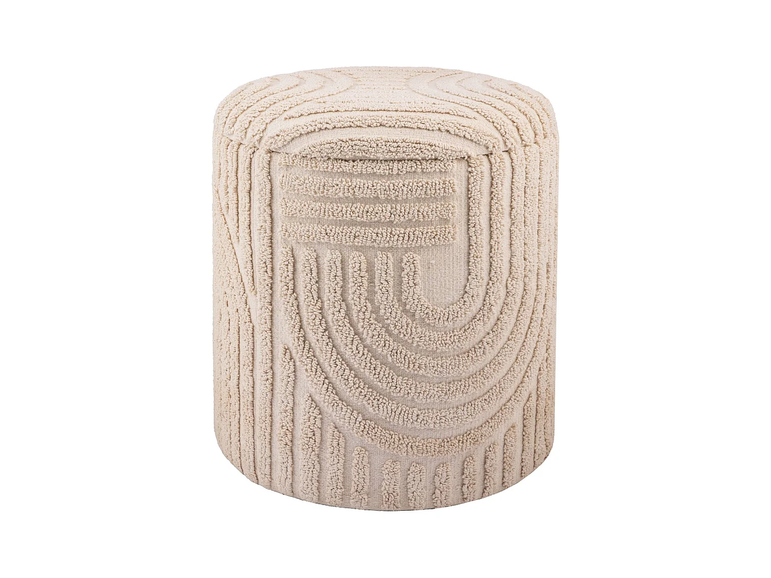 Tabouret décoratif  siège tabouret avec espace de rangement coton rond 40x45 cm beige bohème
