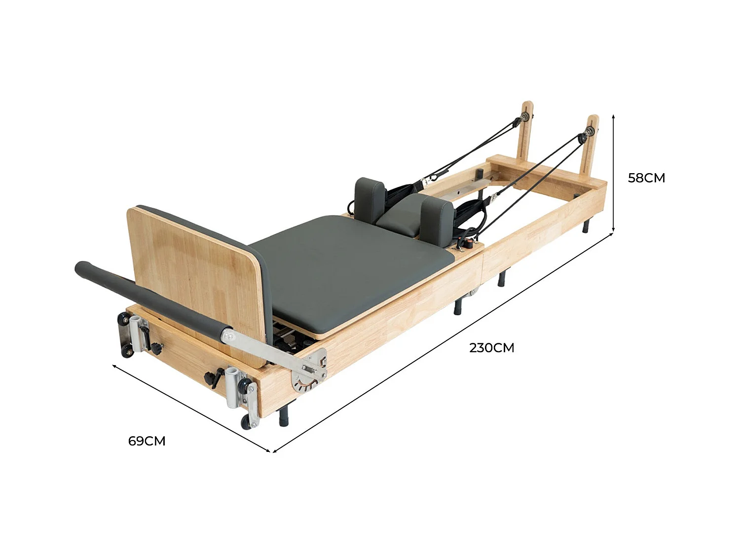 Machine Reformer Pilates Pliable Cadre en Chêne Multifonction Salle de Sport