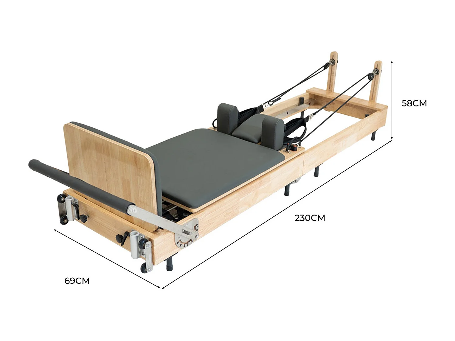 Macchina Pilates Reformer Rovere Pieghevole Multifunzionale Letto Palestra Casa