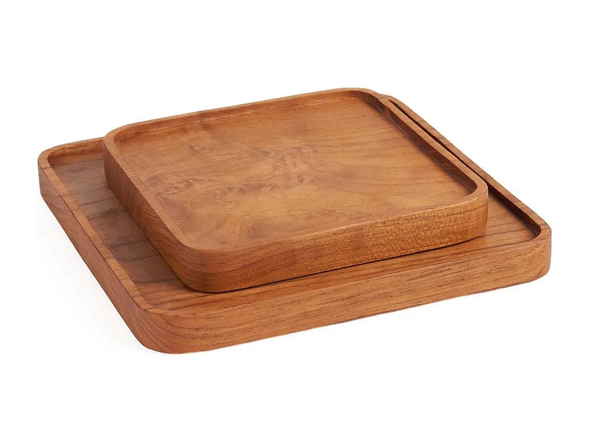 Der Teak Square Teller - Natur - XS