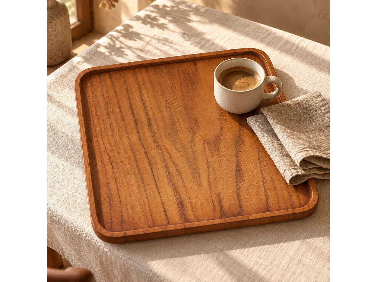 Der Teak Square Teller - Natur - M