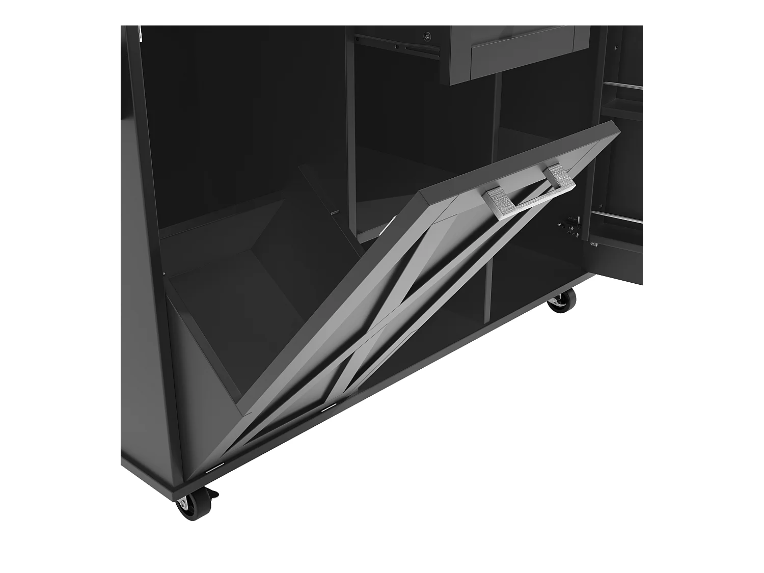 Desserte de cuisine mobile 2 portes et 1 tiroir Îlot de cuisine avec plateau extensible 142x(40-63)x87 cm - noir