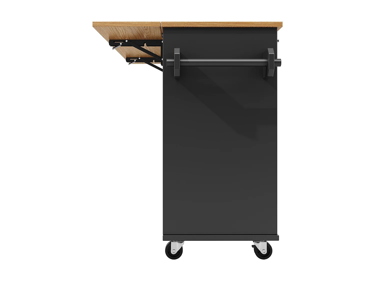 Desserte de cuisine mobile 2 portes et 1 tiroir Îlot de cuisine avec plateau extensible 142x(40-63)x87 cm - noir