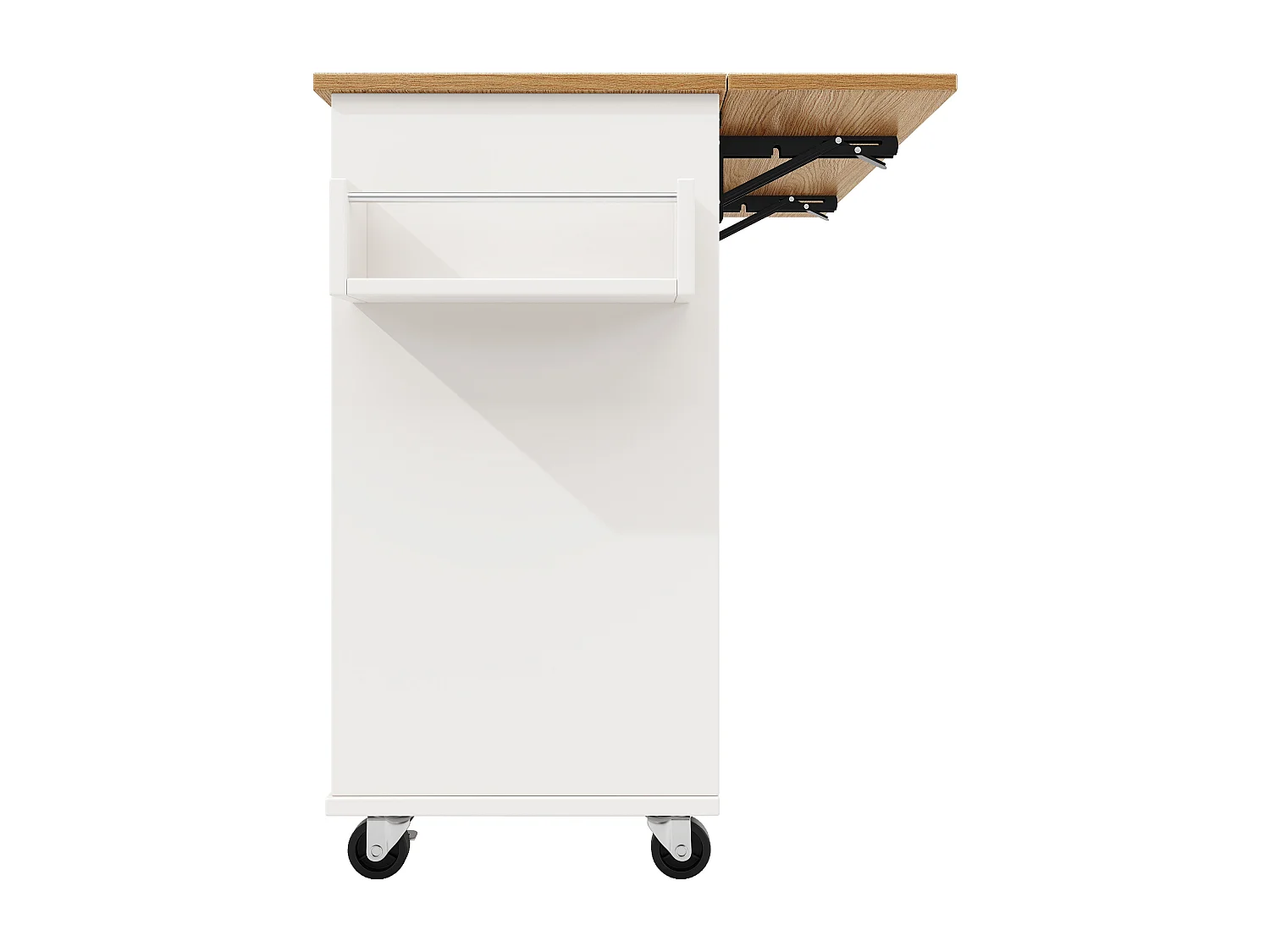 Mobiele keukentrolley met 2 deuren en 1 lade Keukeneiland met uitschuifbaar blad 142x(40-63)x87 cm - wit