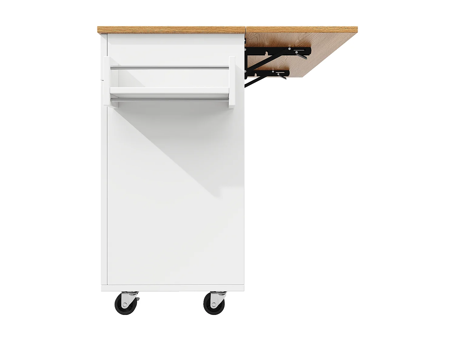 Carrito de cocina móvil 2 puertas y 2 cajones Isla de cocina con tapa extensible 134x(45,2-75,4)x89 cm - blanco