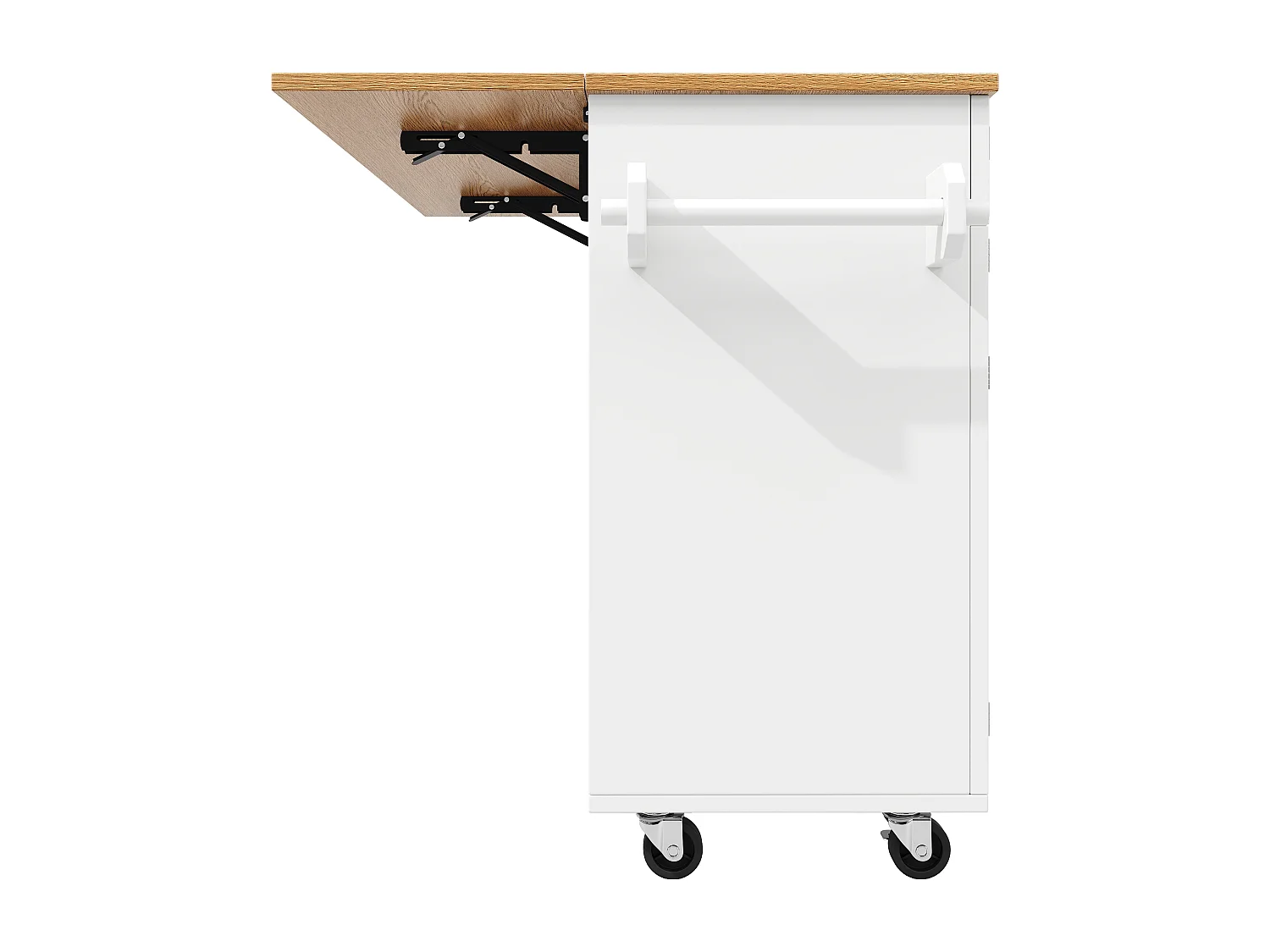 Carrito de cocina móvil 2 puertas y 2 cajones Isla de cocina con tapa extensible 134x(45,2-75,4)x89 cm - blanco