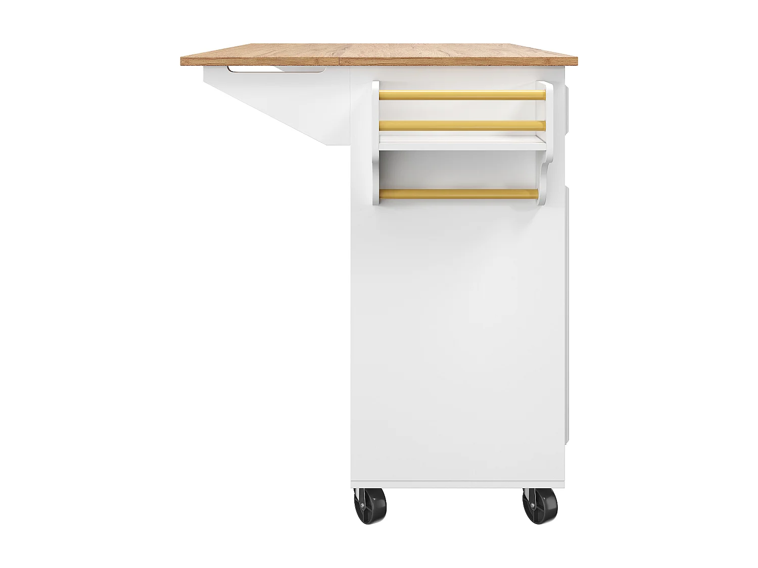 Desserte de cuisine mobile 2 portes et 5 tiroirs Îlot de cuisine avec plateau extensible 130x(45-75)x92 cm - blanc