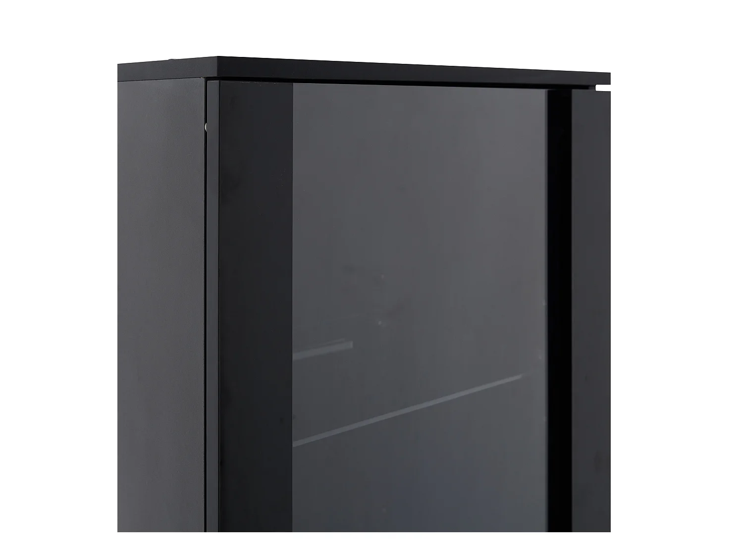 Vitrine bibliothèque LED 1 porte 1 tiroir - meuble de rangement en bois - noir (50x40x160 cm)