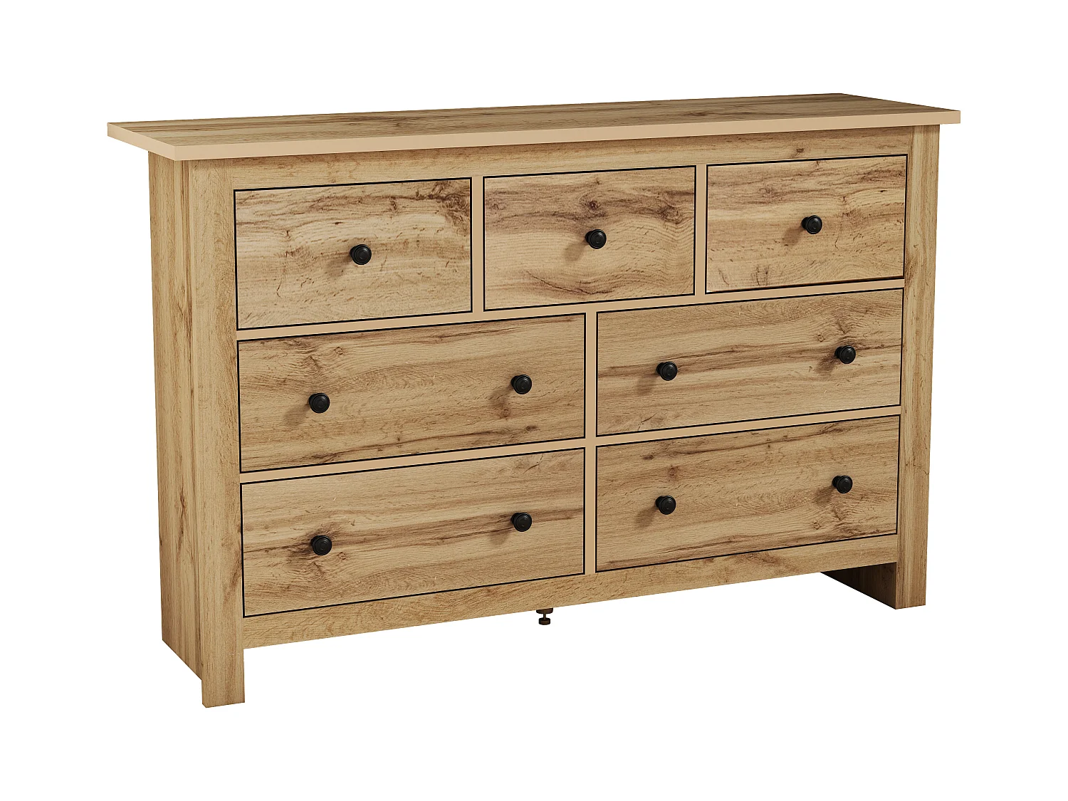 Commode buffet salon bois 7 tiroirs - meuble de rangement - marron (152x40x88.5 cm)