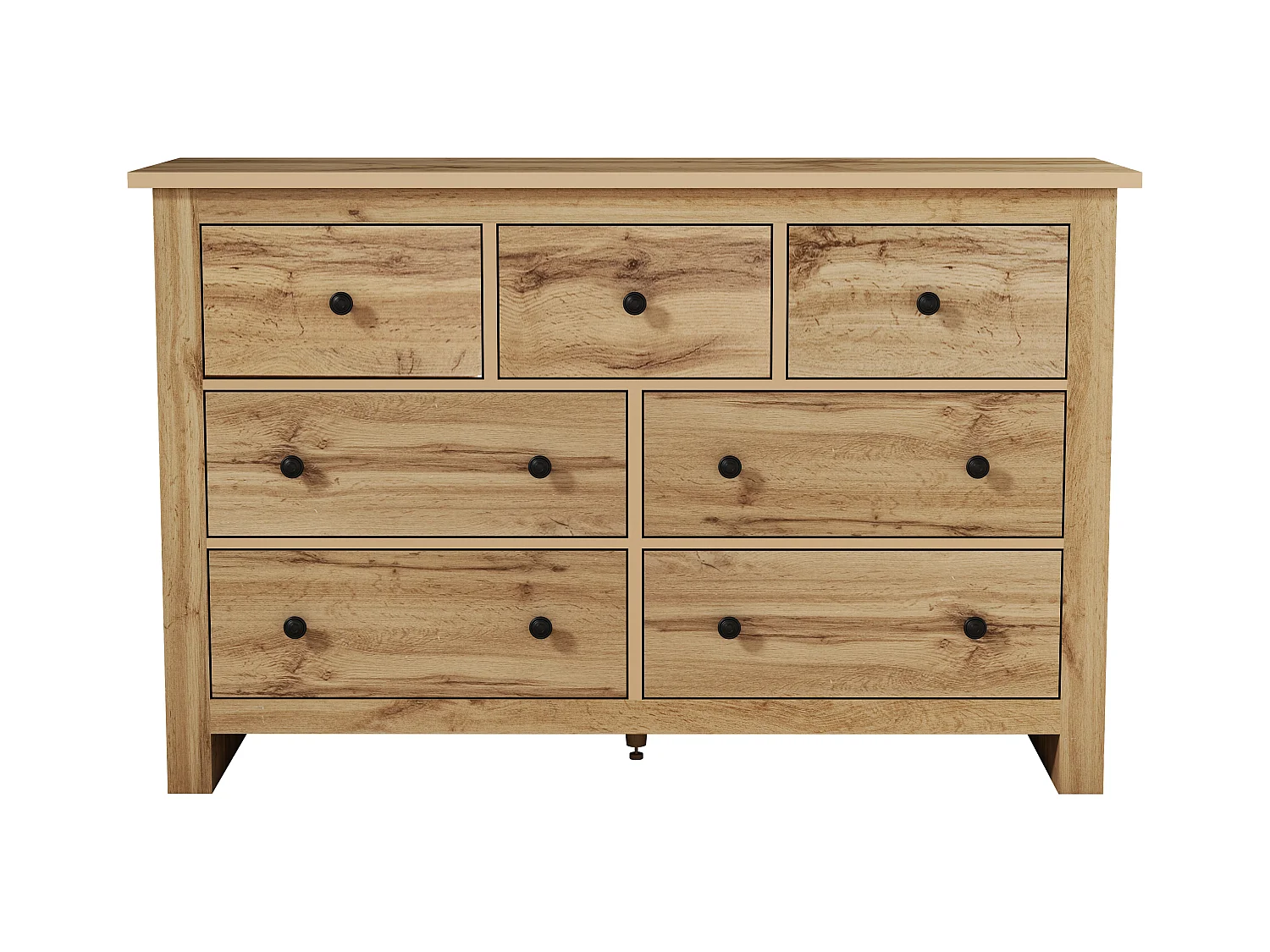 Commode buffet salon bois 7 tiroirs - meuble de rangement - marron (152x40x88.5 cm)