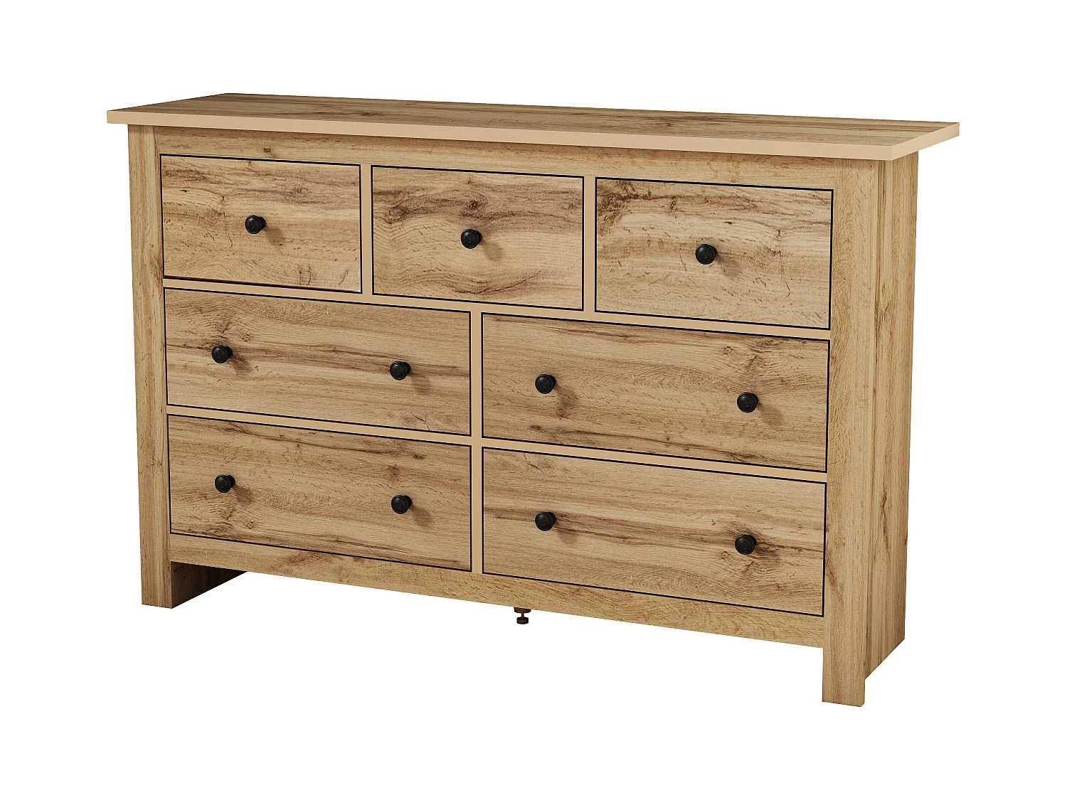 Commode buffet salon bois 7 tiroirs - meuble de rangement - marron (152x40x88.5 cm)