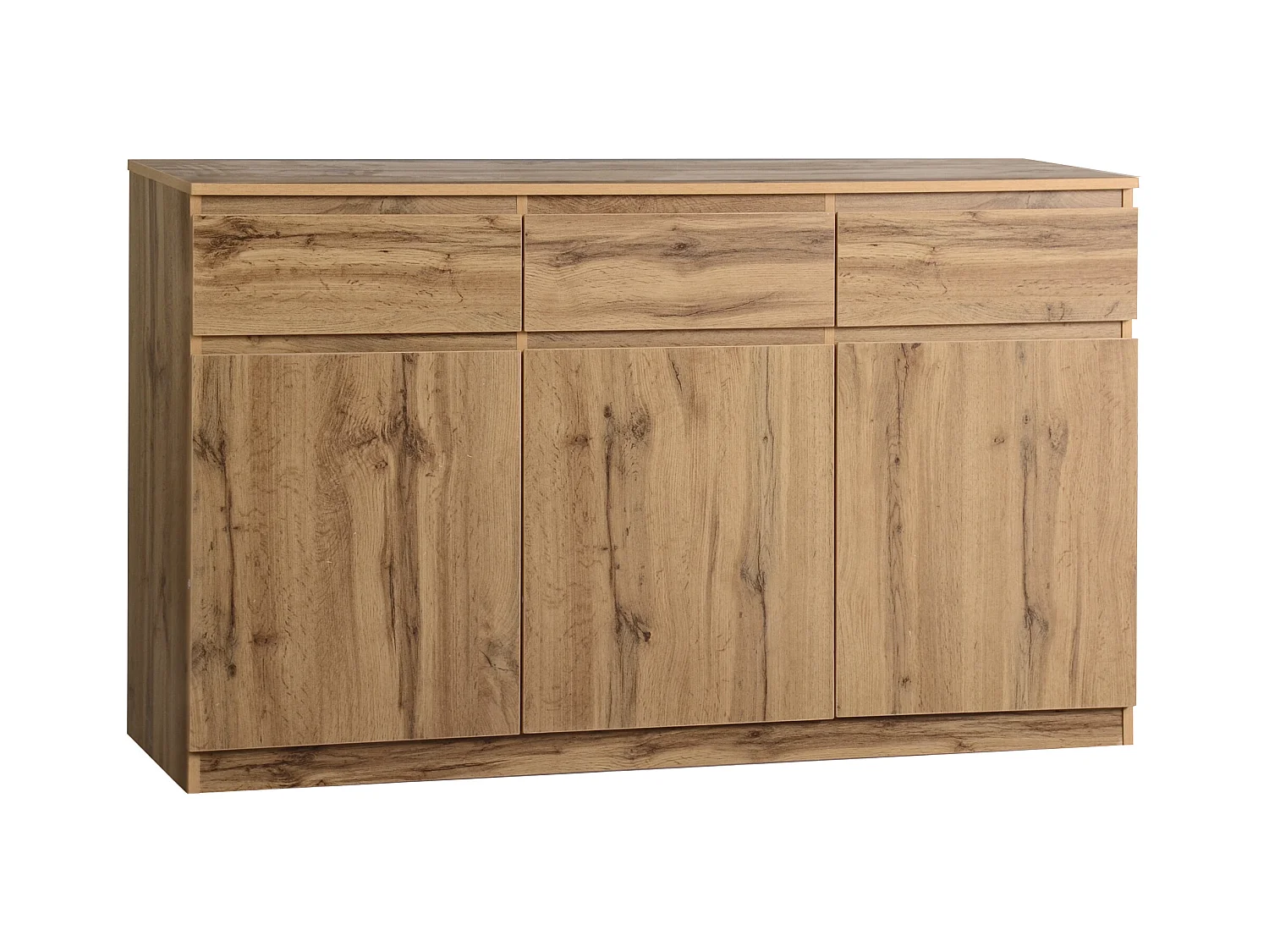 Eetkamerdressoir met 3 deuren en 3 laden - houten opbergmeubel - bruin (135x40x81 cm)