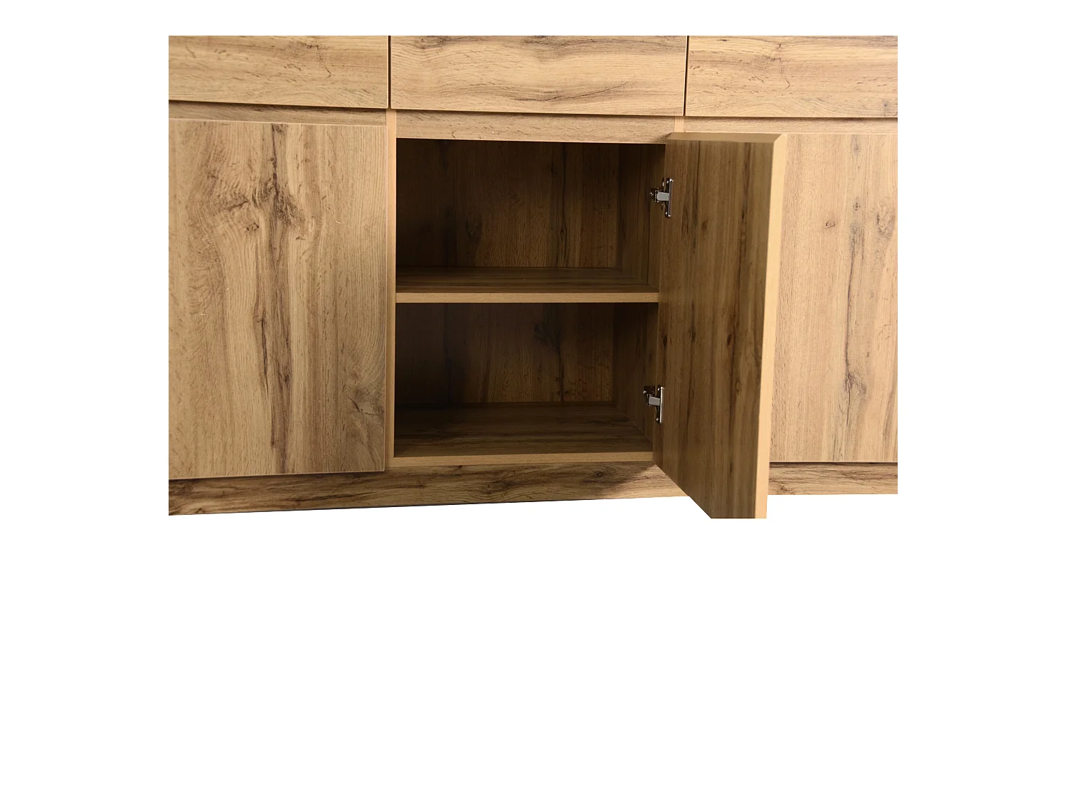 Eetkamerdressoir met 3 deuren en 3 laden - houten opbergmeubel - bruin (135x40x81 cm)