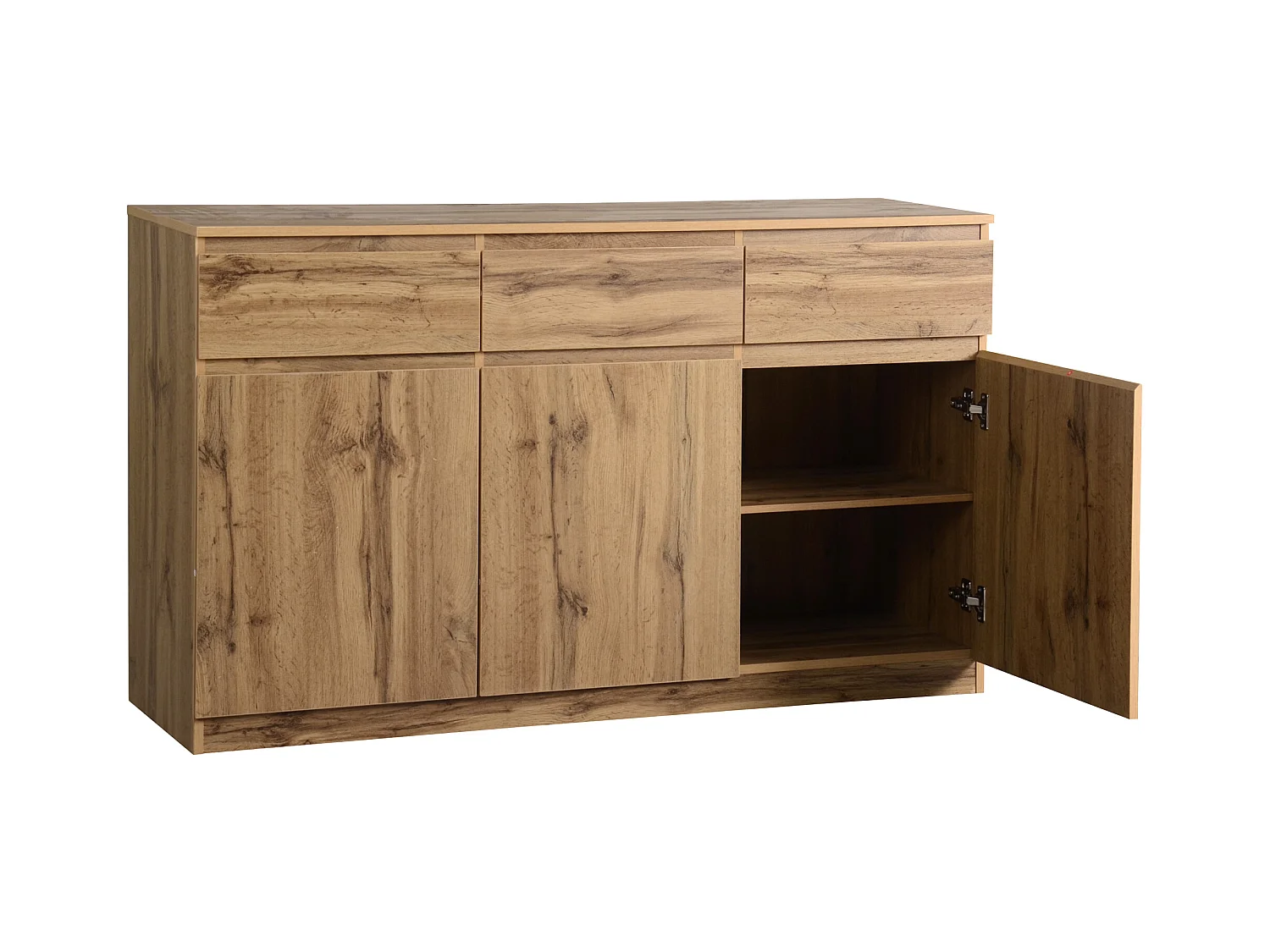 Eetkamerdressoir met 3 deuren en 3 laden - houten opbergmeubel - bruin (135x40x81 cm)