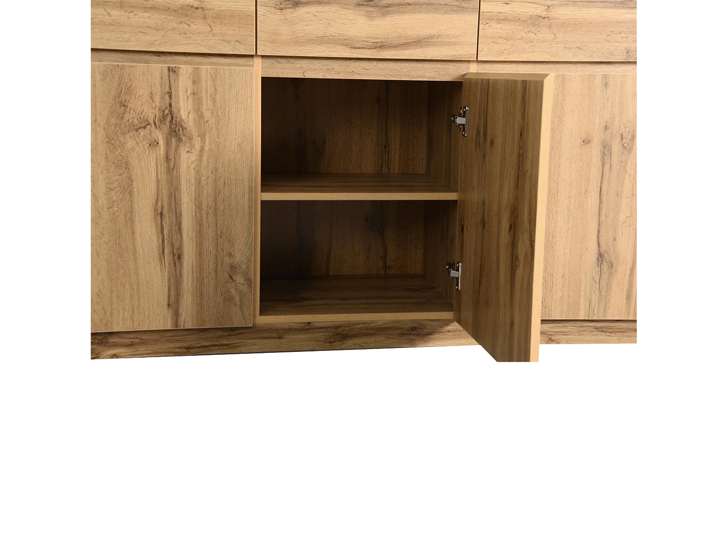 Buffet salle à manger 3 portes 3 tiroirs - meuble de rangement en bois - marron (135x40x81 cm)