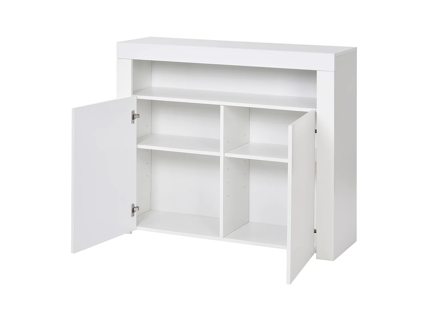 LED eetkamer dressoir met 2 deuren - houten opbergmeubel - wit (108x40x92 cm)
