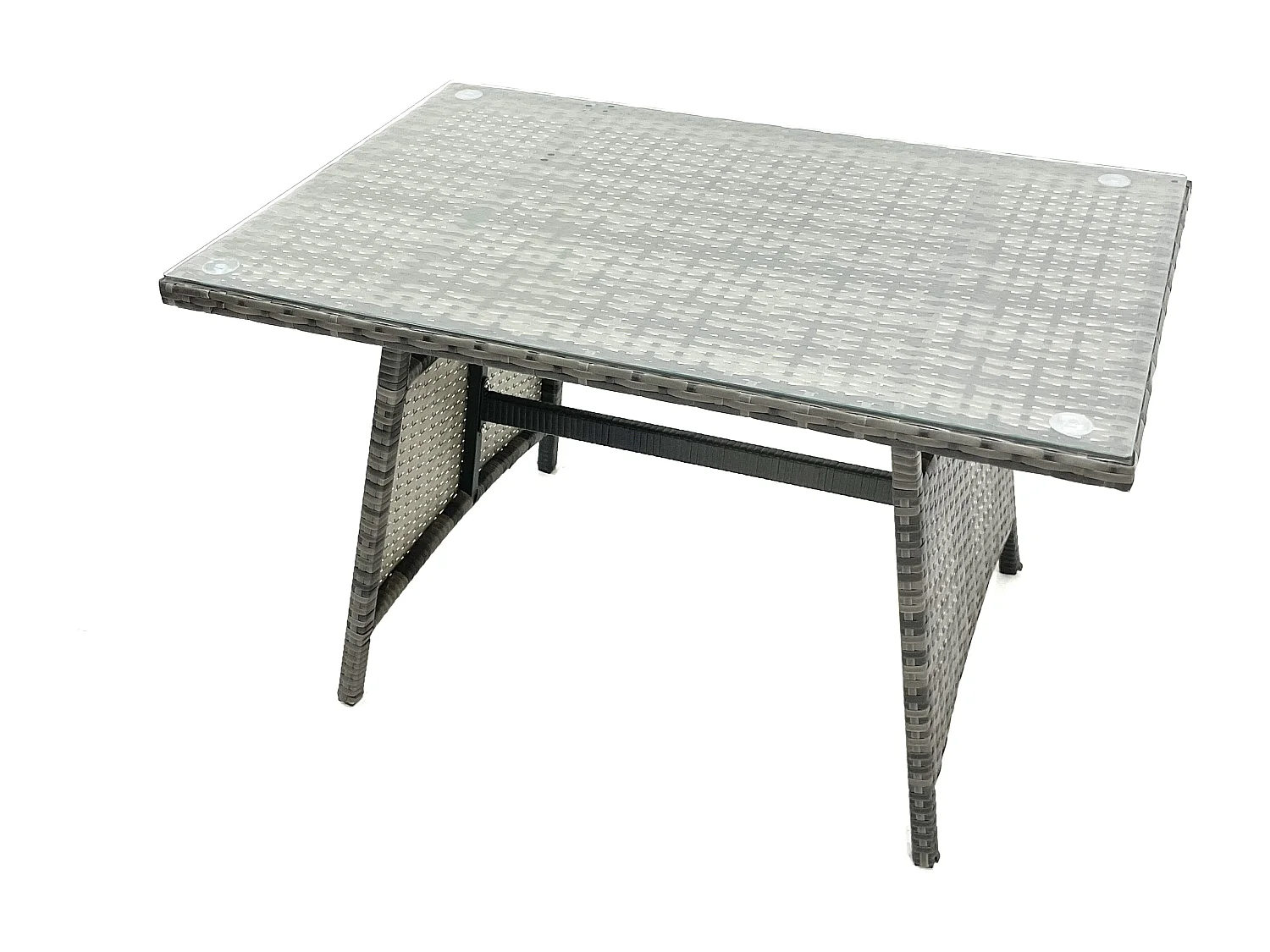 Fimous Outdoor Garden Furniture Set Rattan Sofa Dining Table Set with Reclining Chair 2 Side Tables Dark Grey Mixed