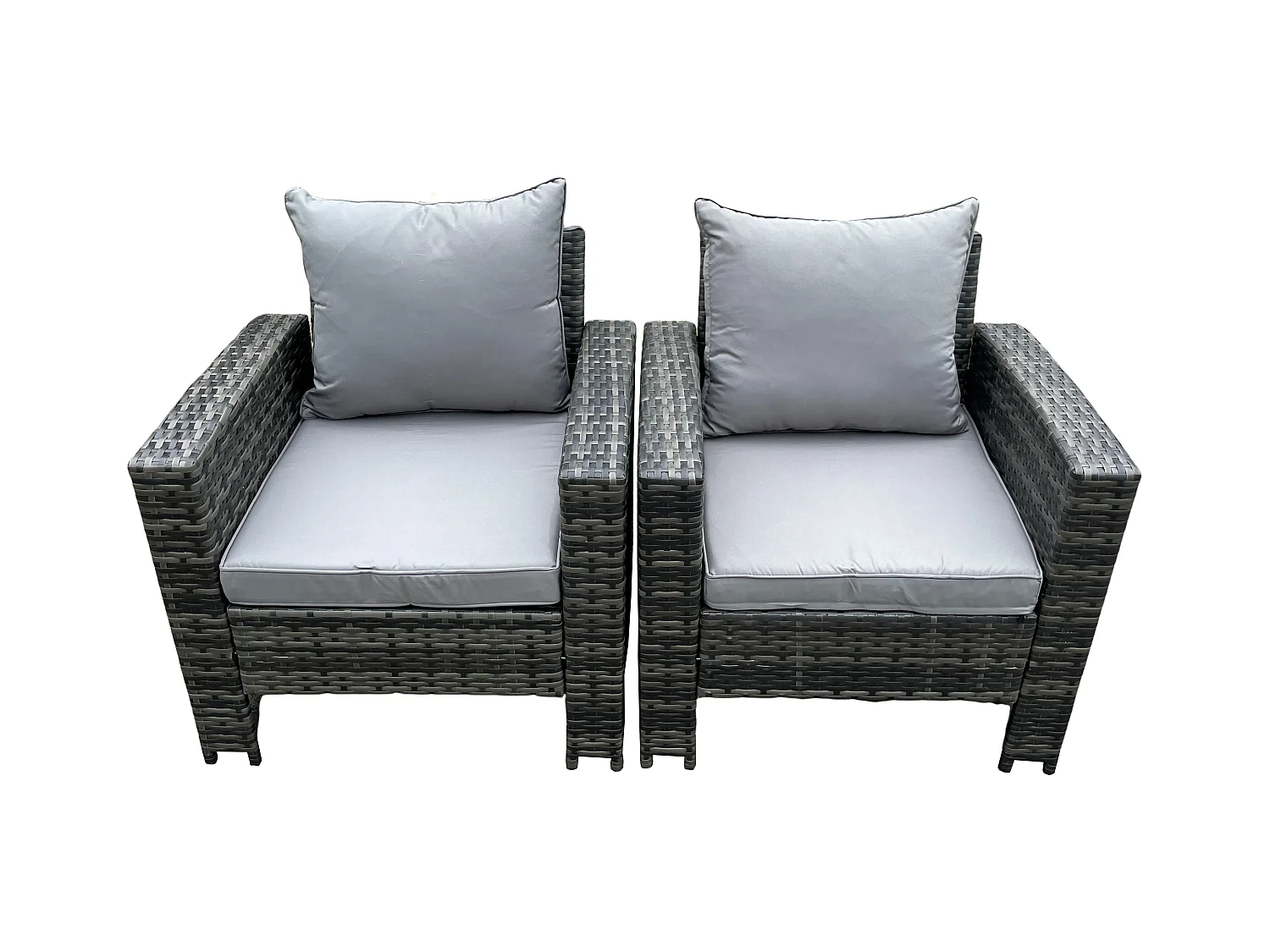 2 PC Fauteuil de jardin en rotin Gris foncé mixte