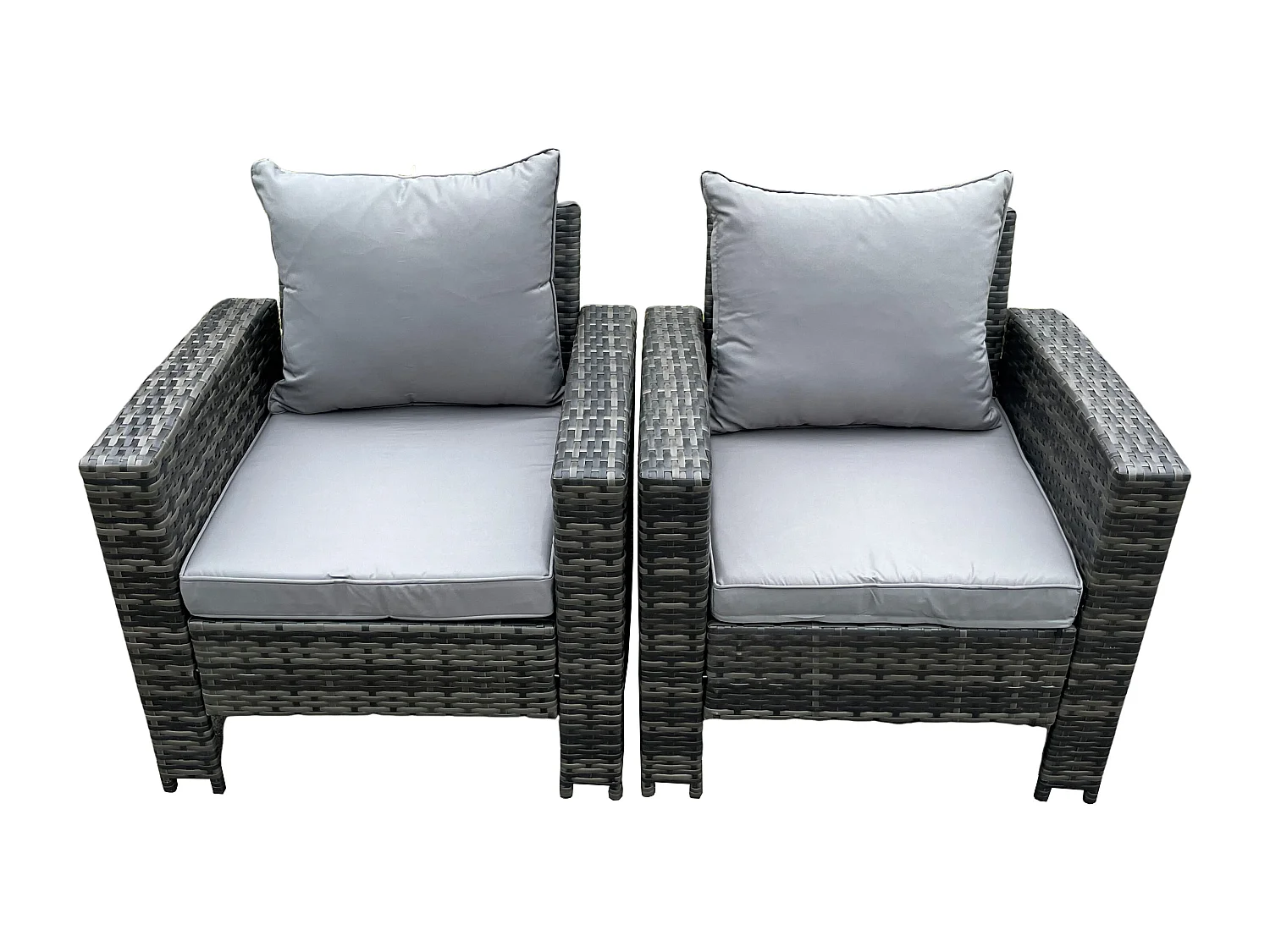 2 PC Fauteuil de jardin en rotin Gris foncé mixte