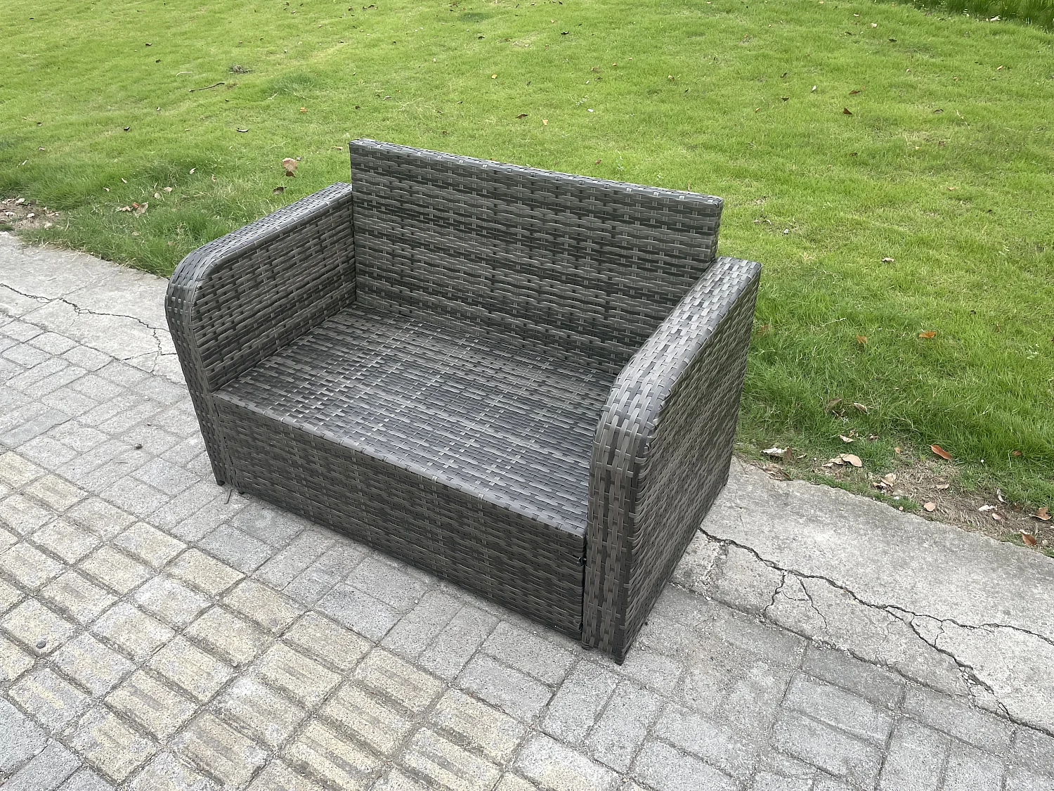 Garten Sofa im Freien Set Polyrattan Gartenmöbel Set mit Liegestühle Couchtisch Beistelltisch 2 hohen Hockern Dunkelgrau Gemischt