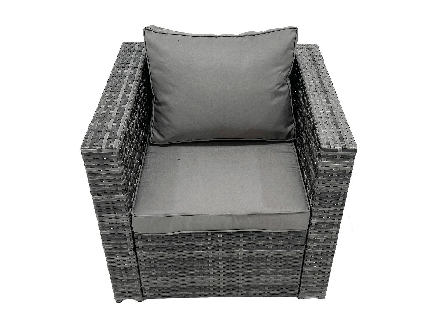 8 places Salon de Jardin Extérieur en Résine avec Table à manger Arm Fauteuil et Grand tabouret Gris foncé mixte