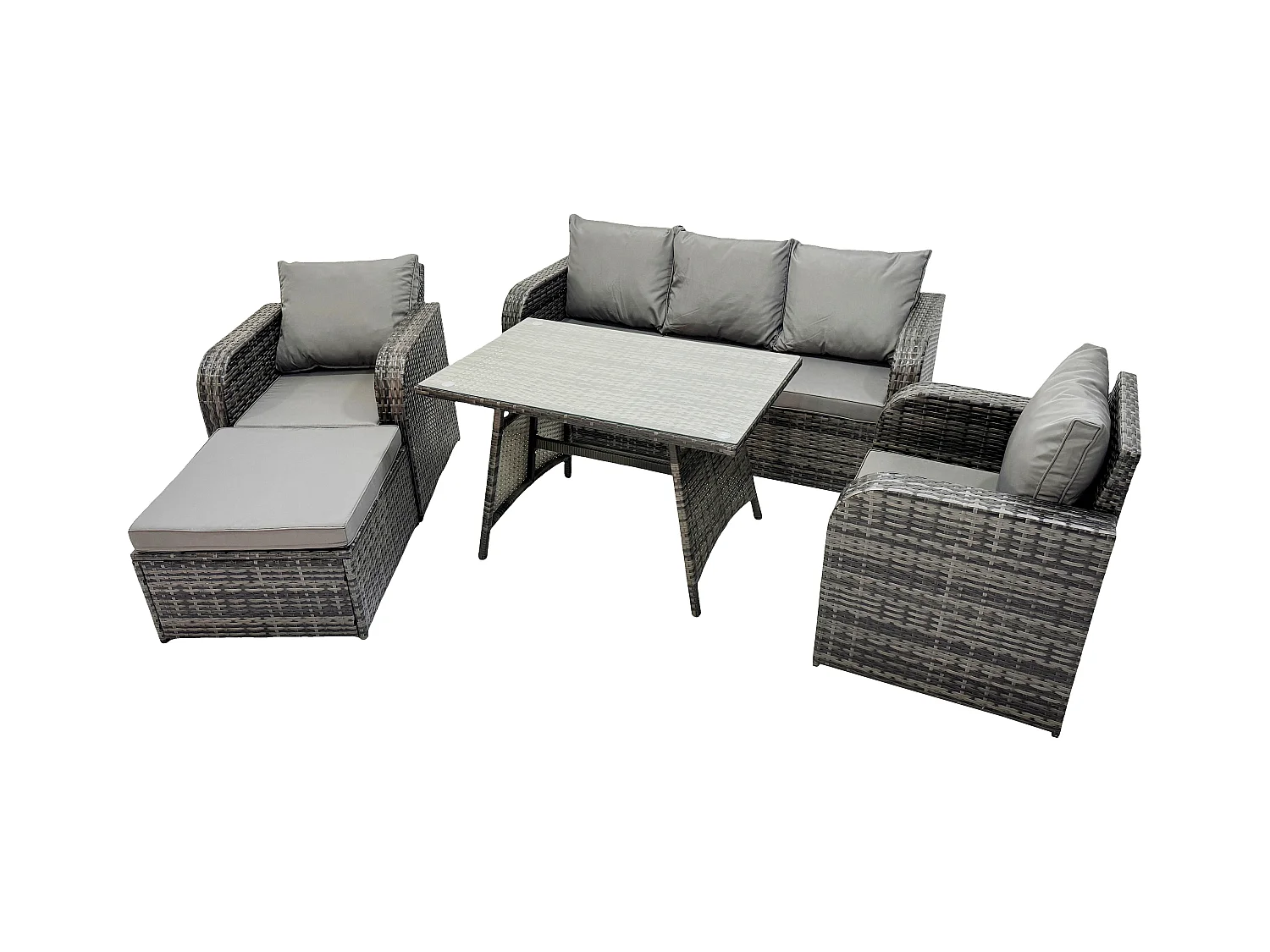 Salon de jardin Fauteuil Canapé Lounge Canapé 3 places Table à manger oblongue rectangulaire Tabouret