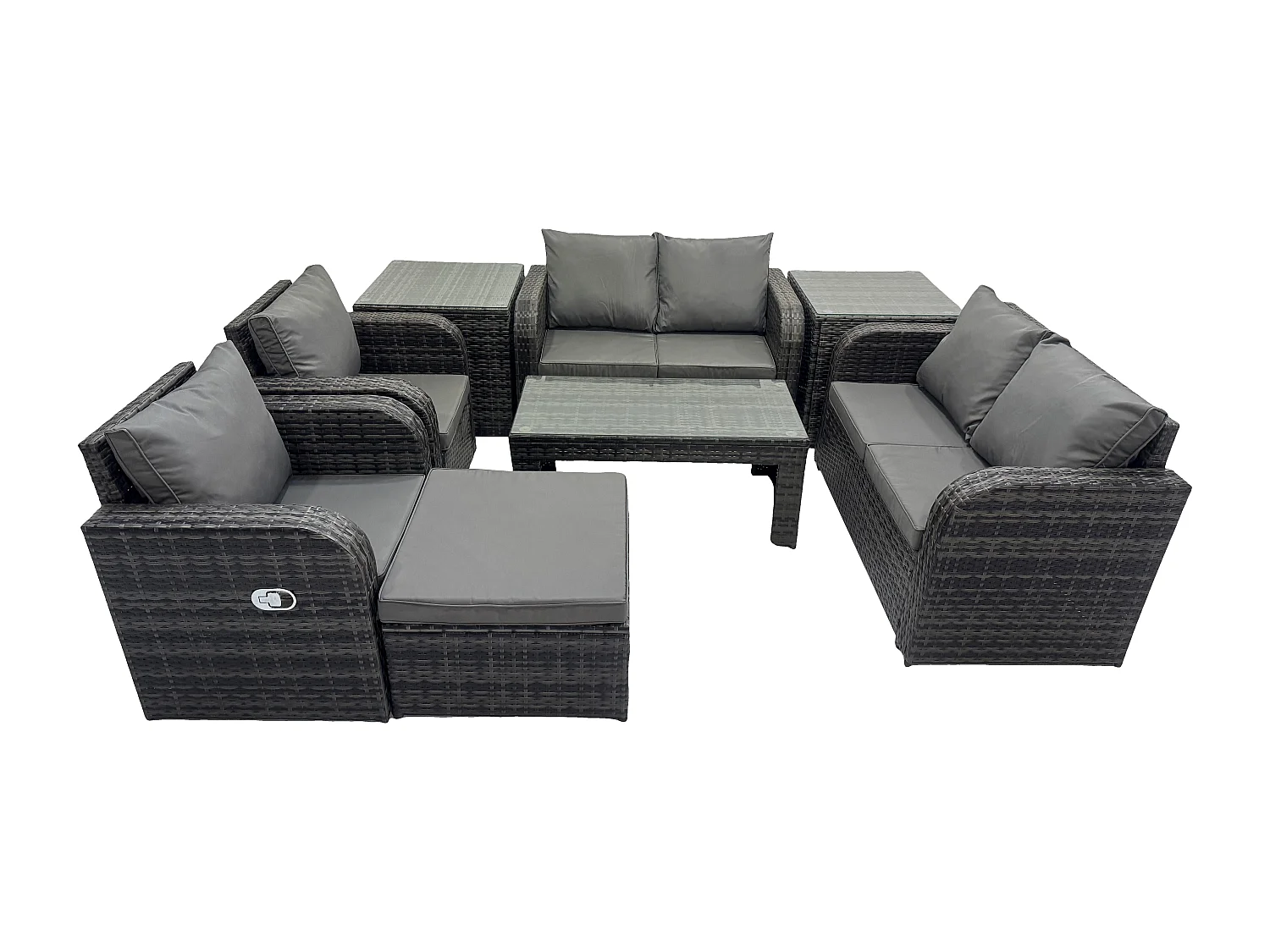 8 Pièces Ensemble Salon de Jardin Extérieur en polyrotin avec Table de jardin Tabourets