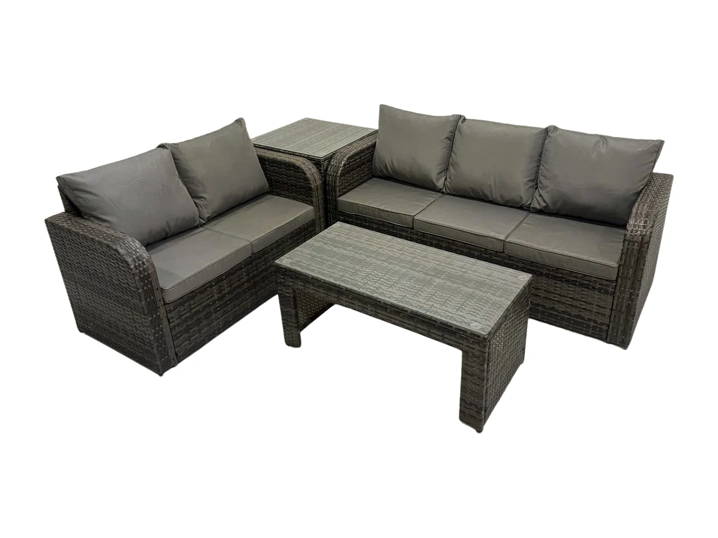 Ensembles de salon de jardin avec Table basse rectangulaire Table d'appoint Gris foncé mixte