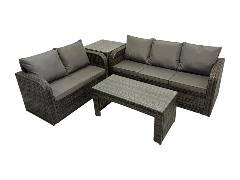 Ensembles de salon de jardin avec Table basse rectangulaire Table d'appoint Gris foncé mixte