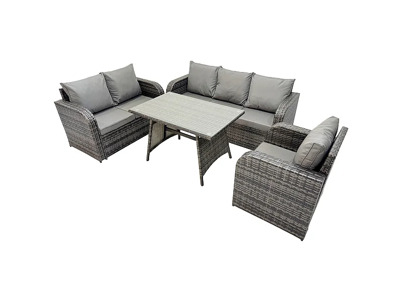 Polyrattan Gartenmöbelset 7-Sitzer Garten Lounge Set mit Esstisch Dunkelgrau Gemischt
