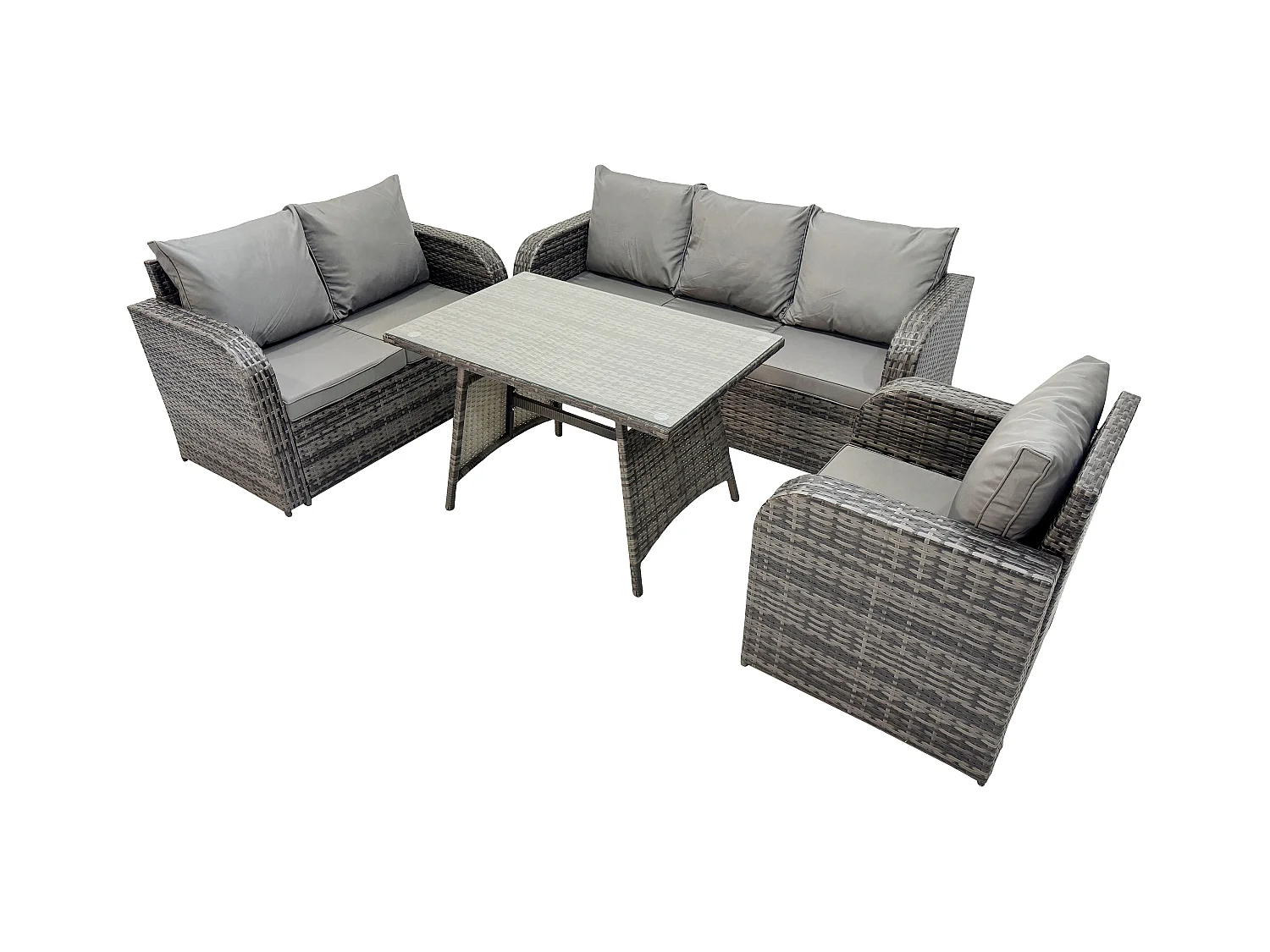 Polyrattan Gartenmöbelset 7-Sitzer Garten Lounge Set mit Esstisch Dunkelgrau Gemischt