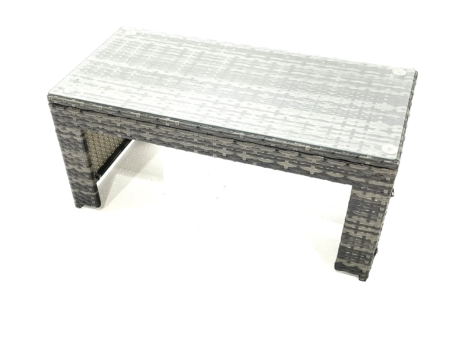 Fimous Rattan Garden Furniture Set Outdoor Lounger Sofa with Coffee Table 2 Armchair 2 Small Footstools Side Table Dark Grey Mixed