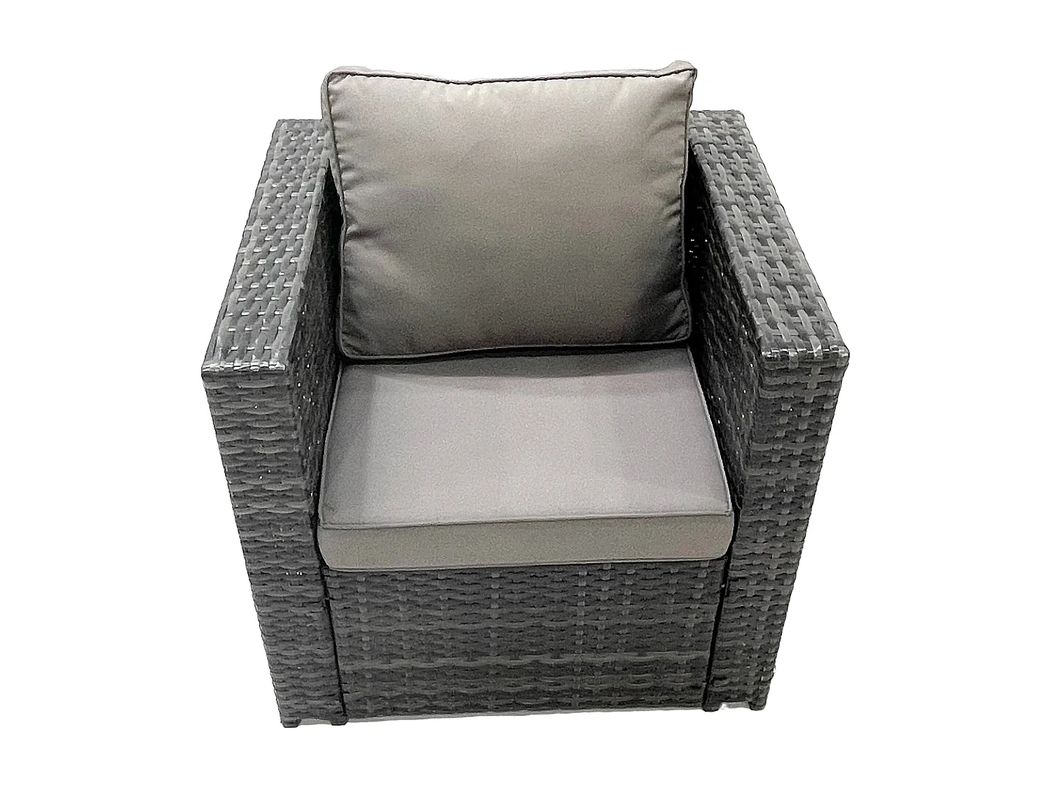 Fimous Rattan Garden Furniture Set Outdoor Lounger Sofa with Coffee Table 2 Armchair 2 Small Footstools Side Table Dark Grey Mixed