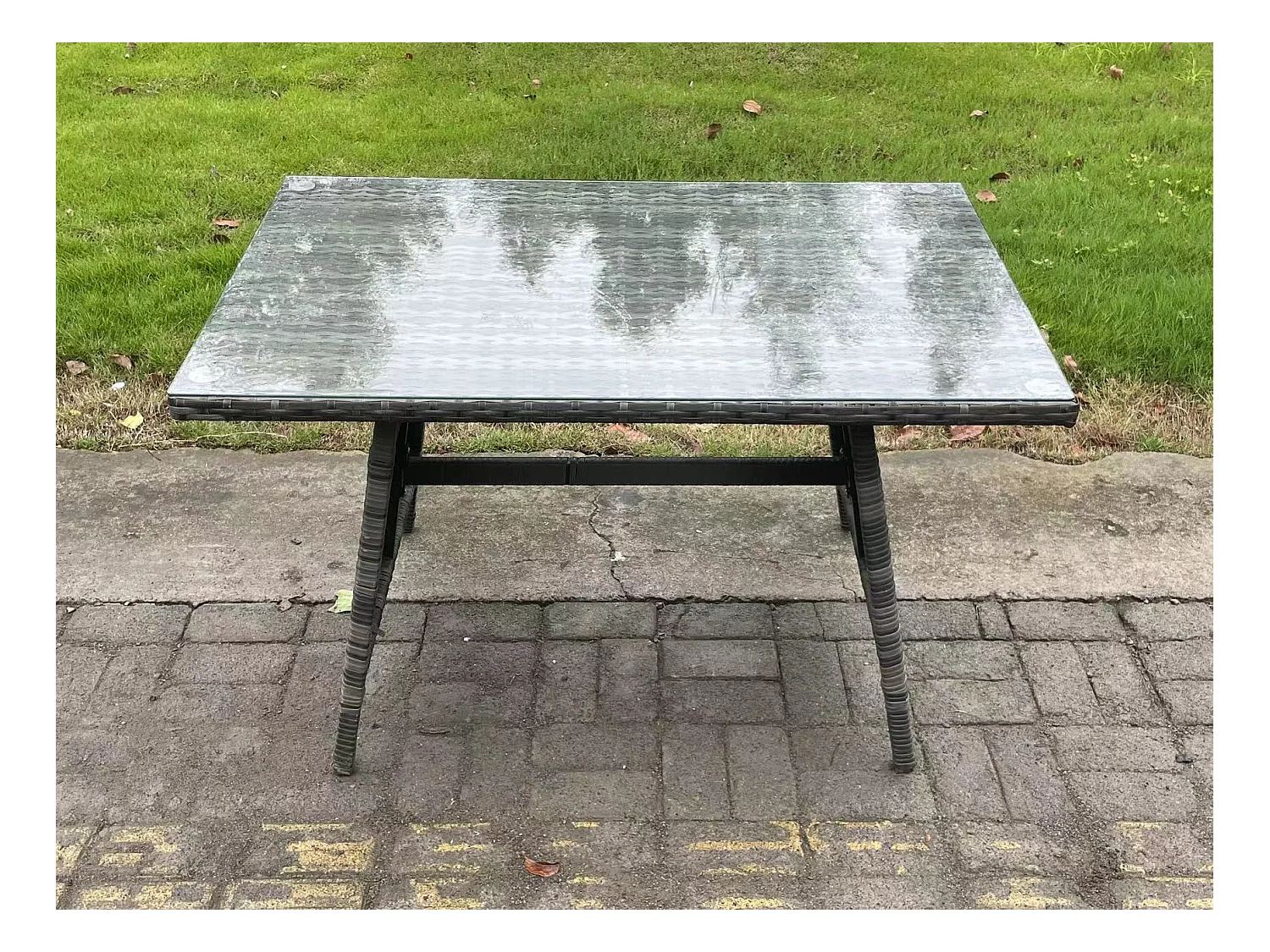 10 places Ensembles de salons de jardin avec Table à manger 2 Tables d'appoint Grand tabouret Gris foncé mixte