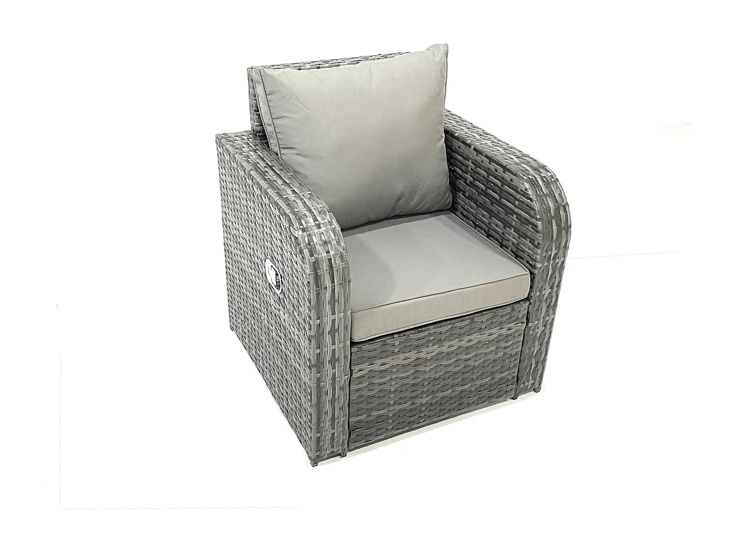 Fimous Outdoor Garden Furniture Set Rattan Sofa Dining Table Set with Reclining Chair Side Table Dark Grey Mixed