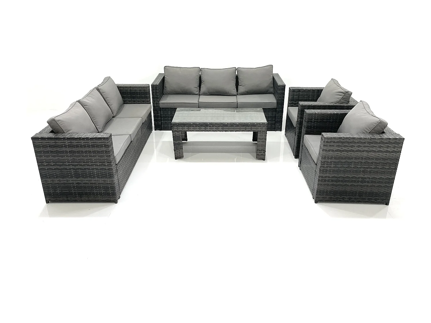 Polyrattan Gartenmöbel set mit Couchtisch Sessel Dunkelgrau Gemischt