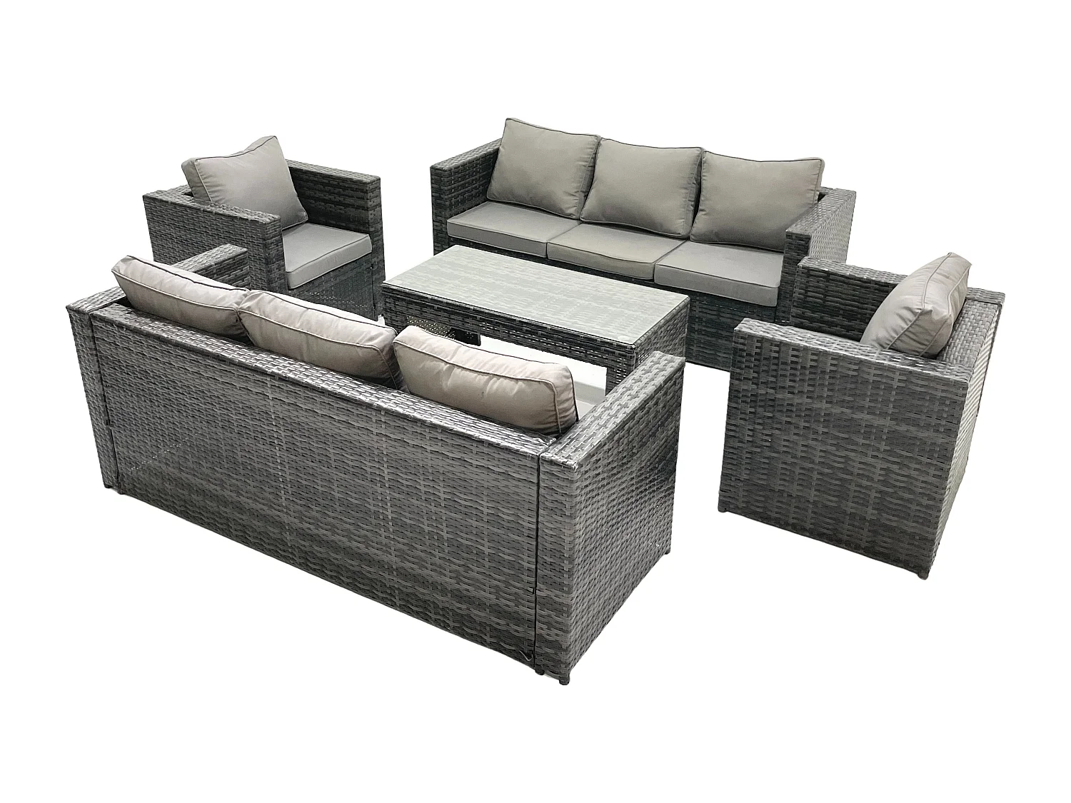 Polyrattan Gartenmöbel set mit Couchtisch Sessel Dunkelgrau Gemischt