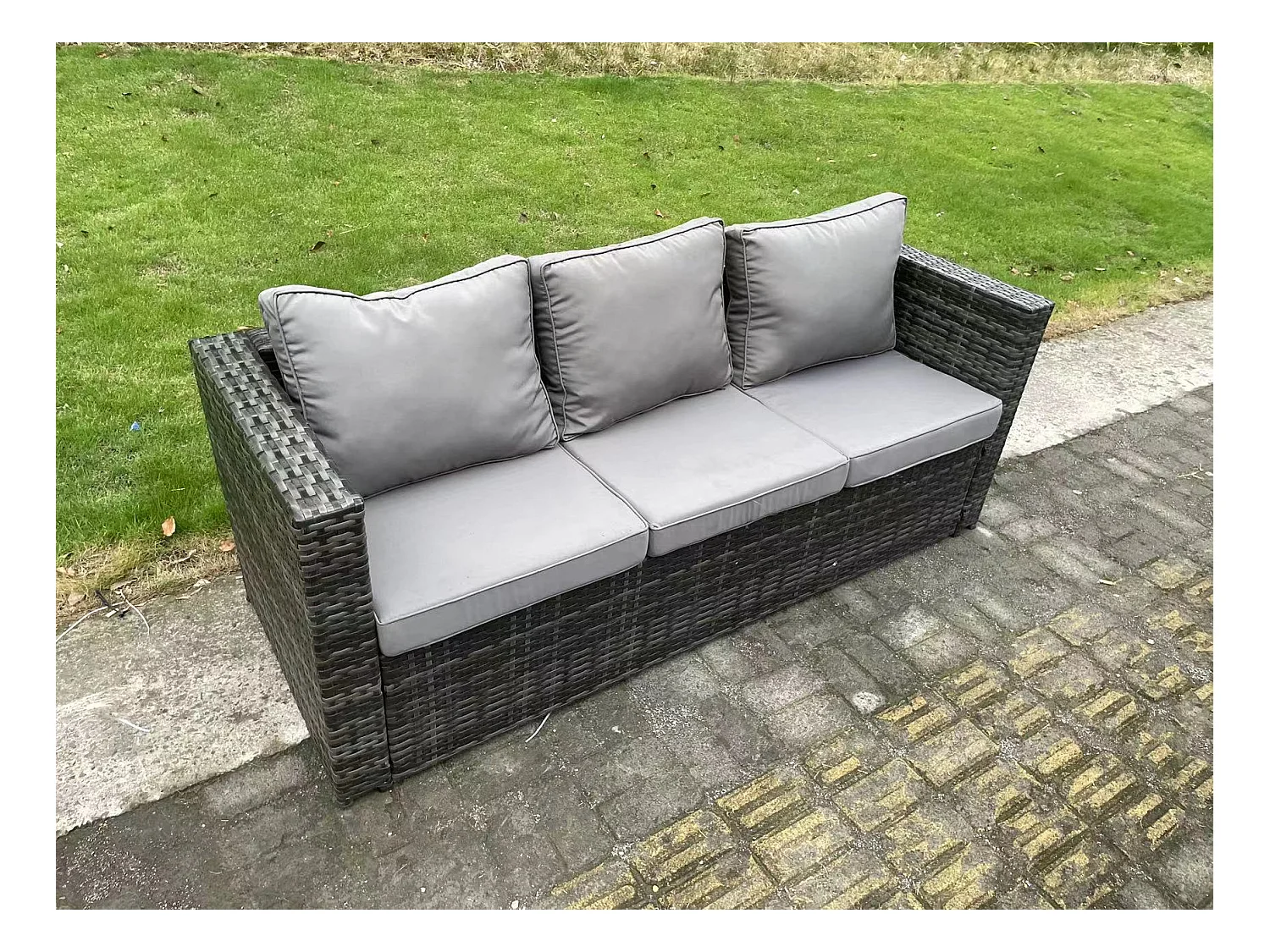 5-Sitzer Gartenmöbel Lounge Sofa Set mit Rechteckiger Esstisch 2 Sesseln 2 Beistelltischen Dunkelgrau Gemischt