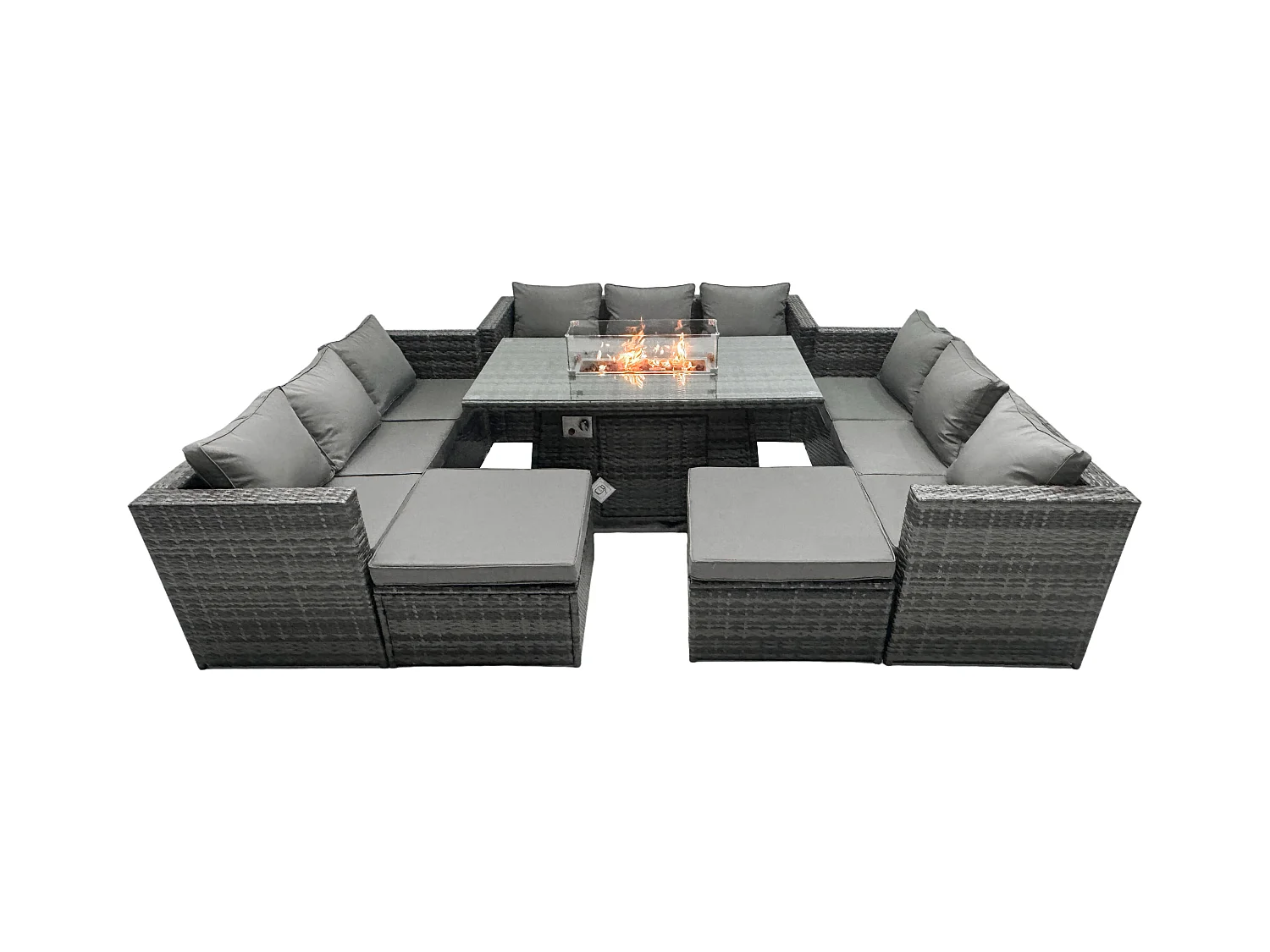 Salon de Jardin Ensemble Outdoor 11 places Patio Dining Sets avec Dessus en verre Dining Table