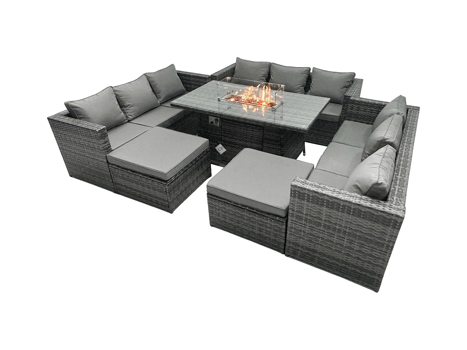 Salon de Jardin Ensemble Outdoor 11 places Patio Dining Sets avec Dessus en verre Dining Table