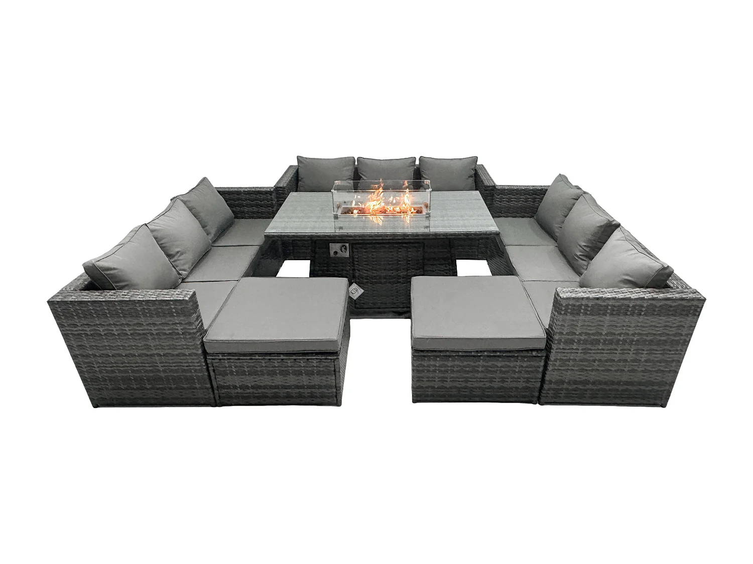 Salon de Jardin Ensemble Outdoor 11 places Patio Dining Sets avec Dessus en verre Dining Table