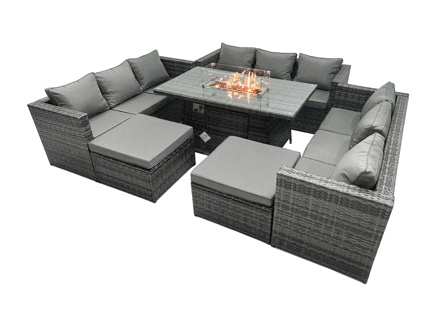 Salon de Jardin Ensemble Outdoor 11 places Patio Dining Sets avec Dessus en verre Dining Table