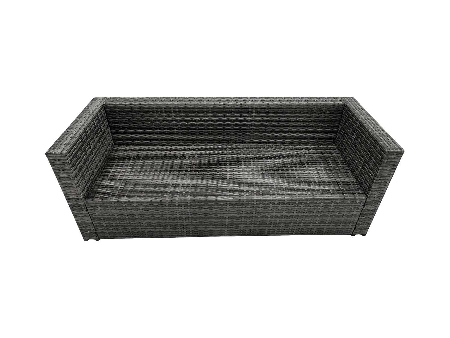 Rattan Gartenmöbel Set 6-Sitzer Garten Sofa Gas Feuertisch Set mit 3 Hockern