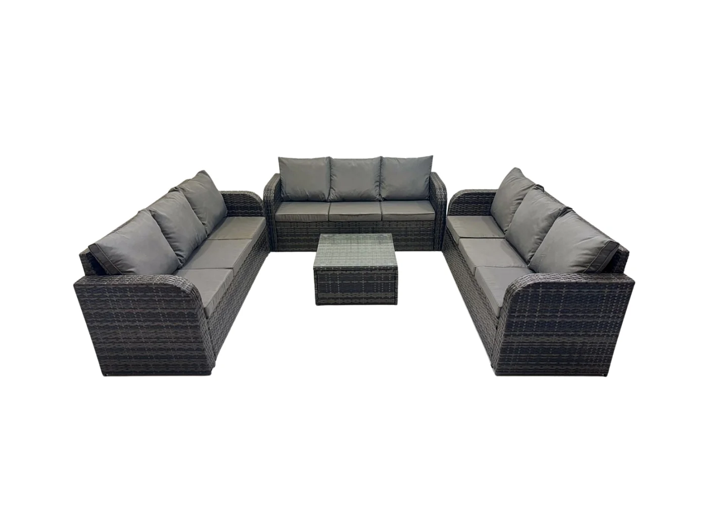 Ensembles de meubles de jardin 9 places Ensemble de canapés en rotin avec Table basse carrée