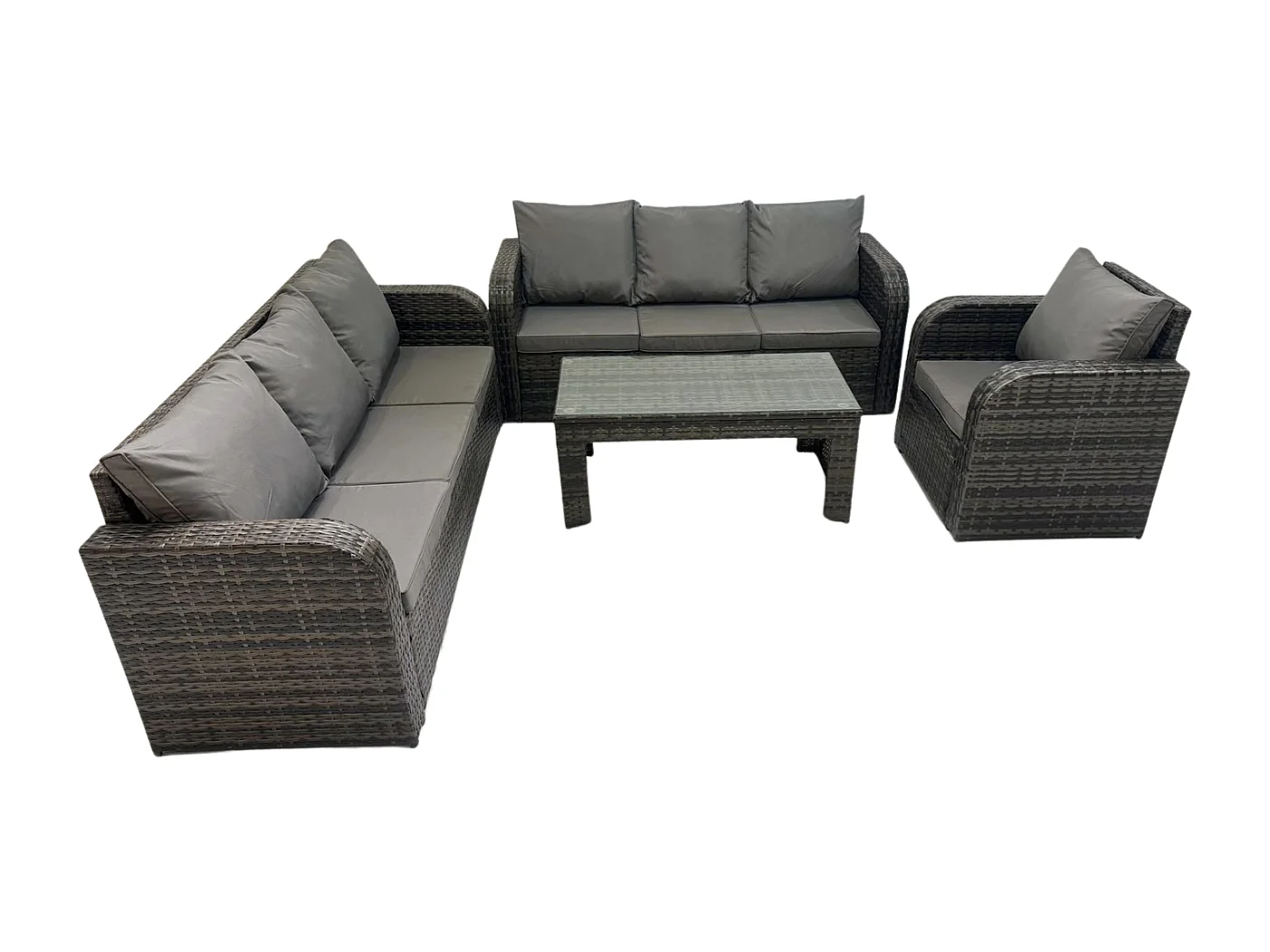 Patio Ensembles de meubles de jardin 7 places Ensemble de canapés en rotin avec Table basse rectangulaire Chaise inclinable