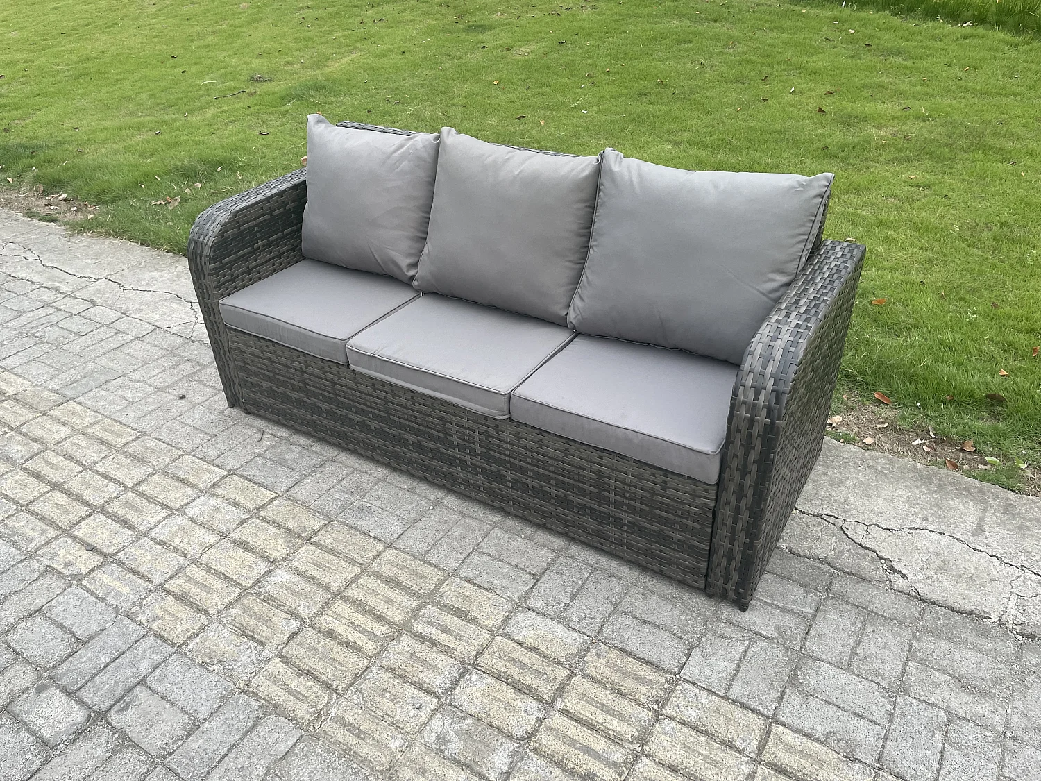 Polyrattan Gartenmöbelset Garten Sofa Couchtisch Set mit Liegestühle 3 Hockern Dunkelgrau Gemischt