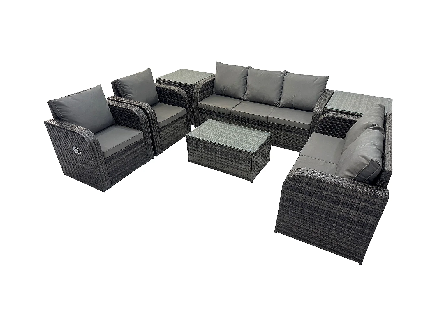 7 places Ensemble de Meubles de Jardin avec Table basse rectangulaire Canapé 3 places Canapé d'amour 2 Tables d'appoint